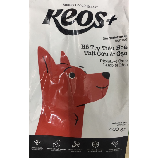 Thức  ăn chó hổ trợ tiêu hóa vị cừu & gạo Keo's 400gr