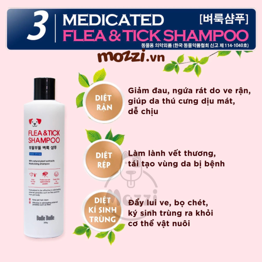 Dầu gội đặc trị Viêm da - ve bọ chét cho chó Budle-Budle 300ml