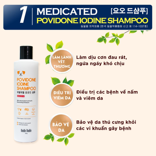 Dầu gội đặc trị Viêm da - ve bọ chét cho chó Budle-Budle 300ml