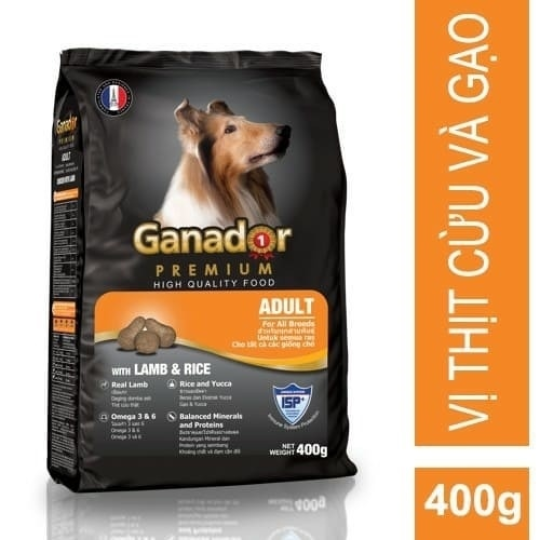Thức Ăn Hạt Cho Chó Trưởng Thành Vị Thịt Cừu & Gạo Ganador 400g