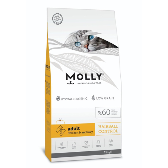 Hạt cho mèo trưởng thành vị gà hổ trợ loại bỏ búi lông Molly 2kg