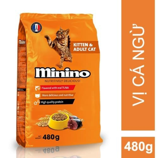 Thức ăn hạt cho mèo mọi lứa tuổi vị cá ngừ Minino 480gr