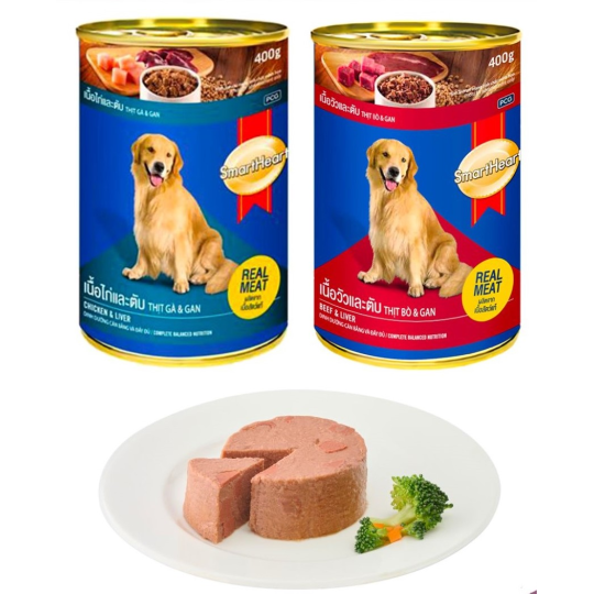Pate lon chó vị Bò, Gà gan Smart Heart 400gr