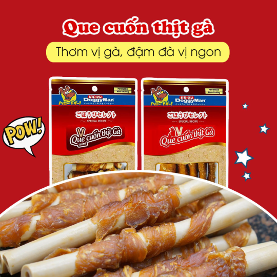 Que cuốn thịt gà cho chó Doggyman 70gr