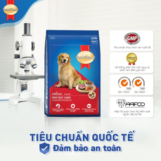 Thức ăn hạt cho chó trưởng thành vị bò nướng Smart Heart 400gr