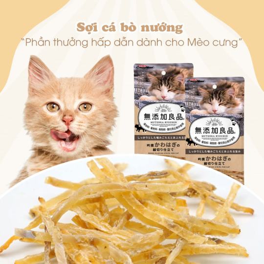 Sợi cá bò nướng cho mèo Cattyman 20gr