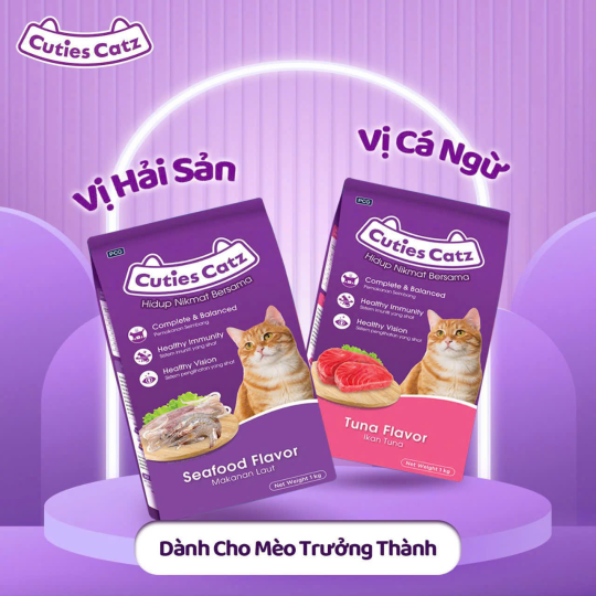Thức ăn hạt cho mèo trưởng thành Cuties Catz 1kg