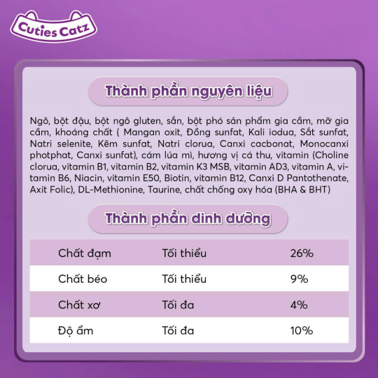Thức ăn hạt cho mèo trưởng thành Cuties Catz 1kg