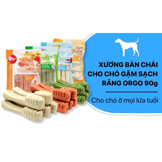 Xương gặm sạch răng miệng cho chó Orgo 90gr
